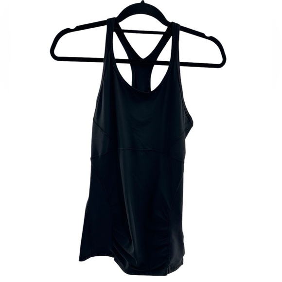 Athleta Workout Razorback Black Tank Top with Ruched Sides - Picture 1 of 6